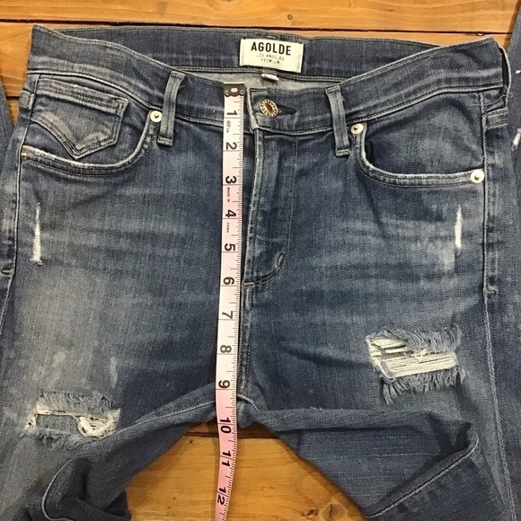 AGOLDE jeans premium denim high-rise ripped skinny stretch 26 distressed blue - Picture 12 of 15